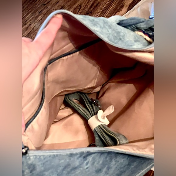 SOLD🔴 New NWT BLUE DENIM HANDCROCHETED BOHEMIAN SHOULDER BAG - Picture 13 of 15